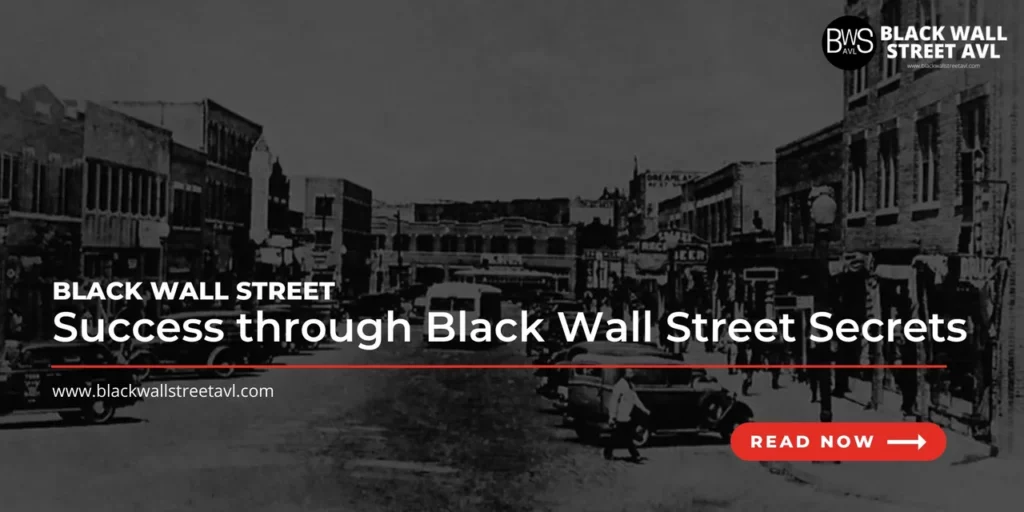 Black and white background image of historic Black Wall Street in Tulsa, OK.